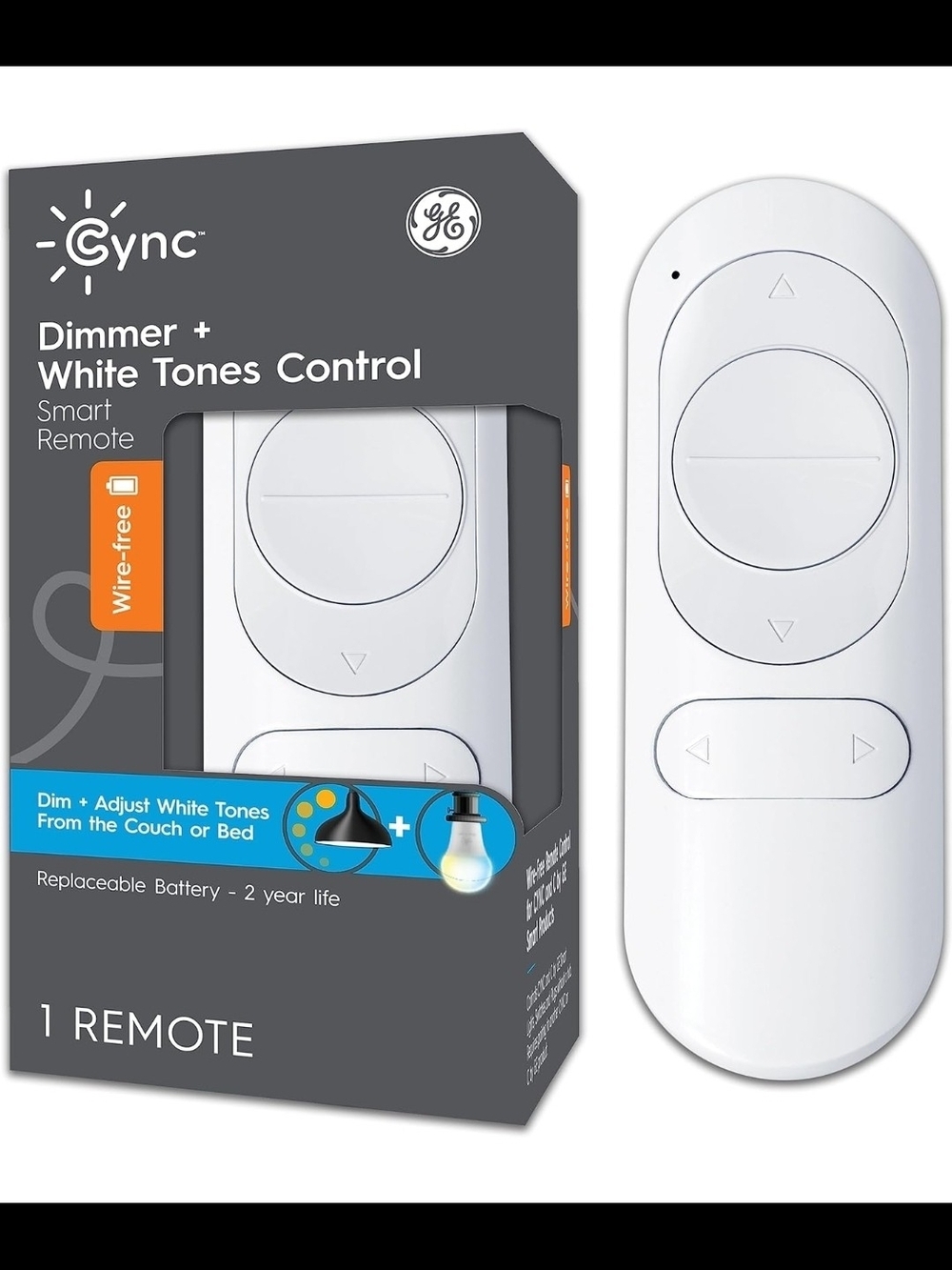 GE CYNC Smart Remote, Wire-Free, Battery-Powered, White Tones Control